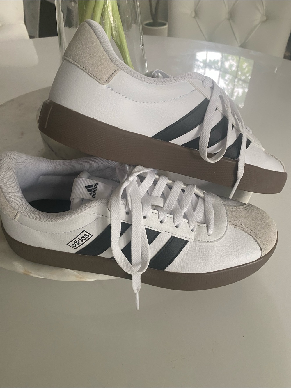 adidas Women’s VL Court 3.0 Sneakers 👟 8.5 WHITE/BLACK/GREY